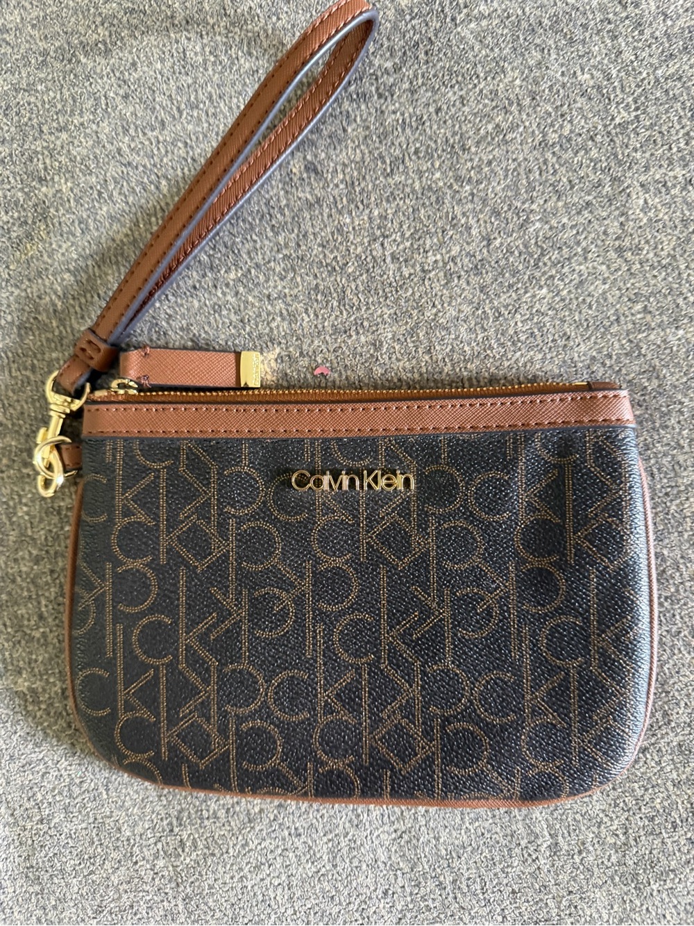 Calvin Klein Brown Logo-Print Wristlet